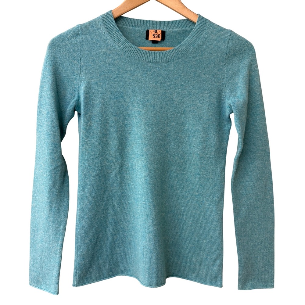 J.Crew Womens Crewneck Sweater 100% Cashmere Size Small Turquoise Twee Office